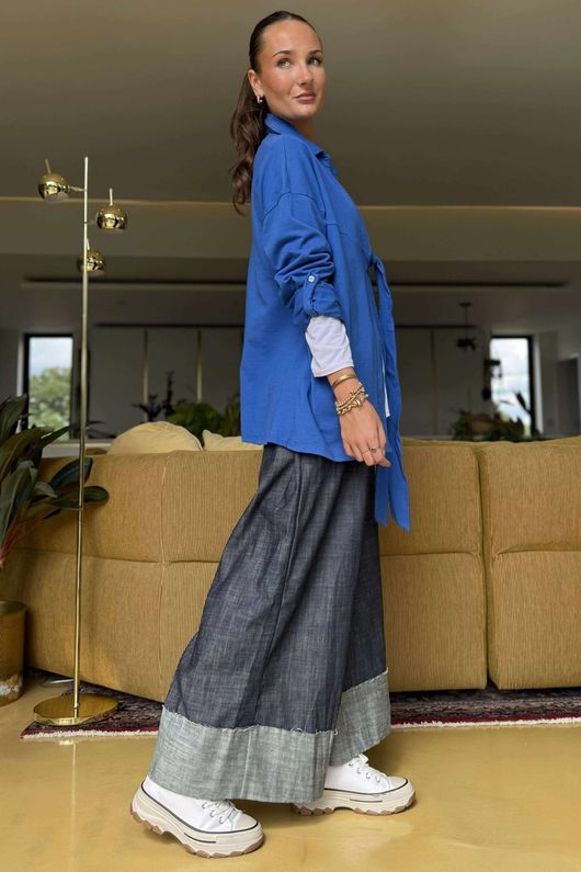 Made in Italy Salt Tie Front Jacket Lapis /3 = ~